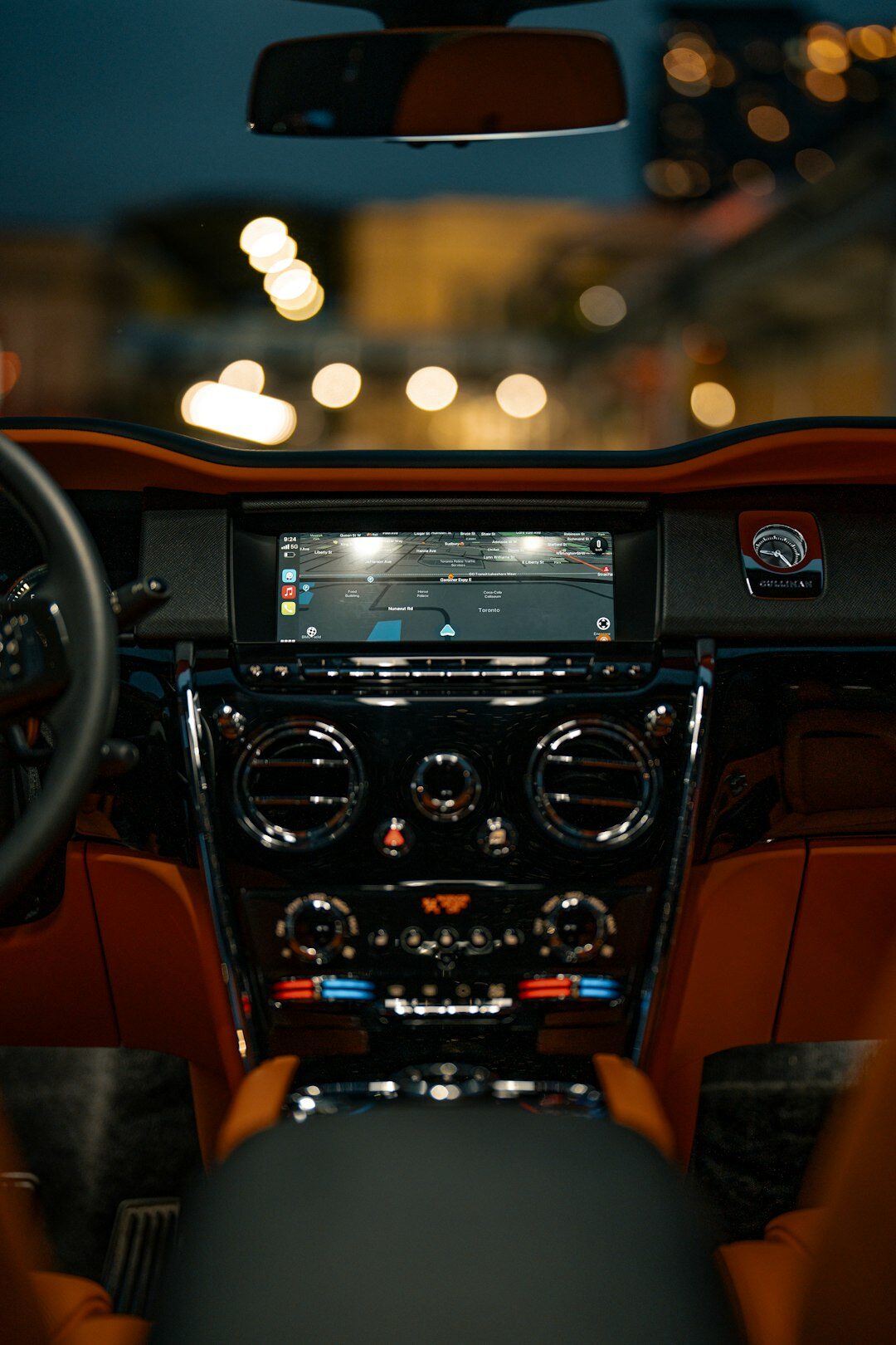luxury car dashboard close up
