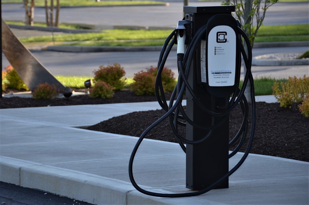 Row of electric vehicle charging stations